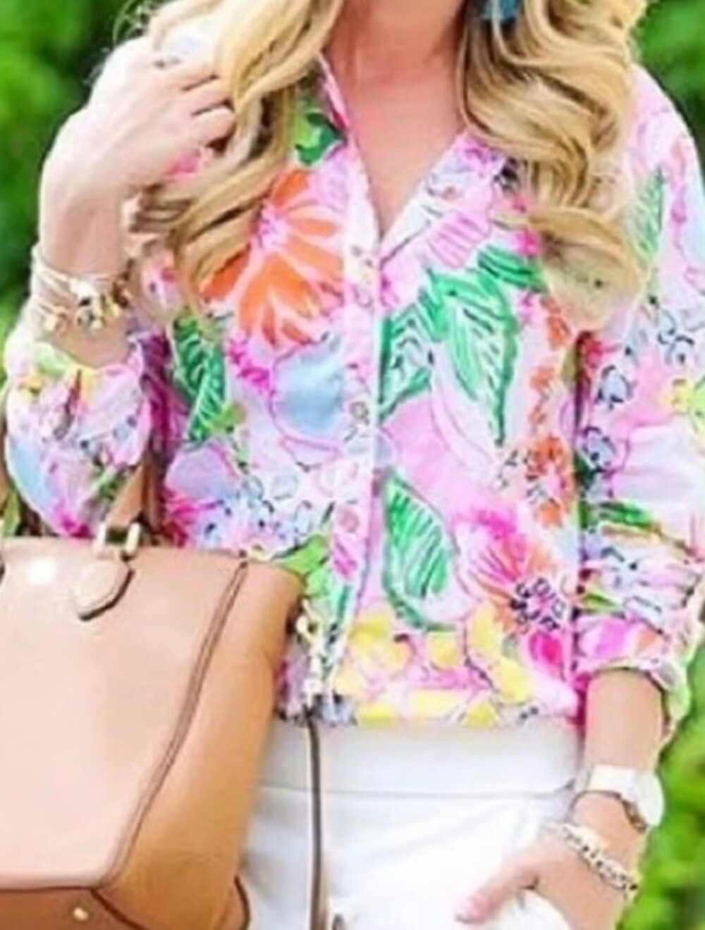 Lilly Pulitzer Pink Floral Button-Front Shirt.